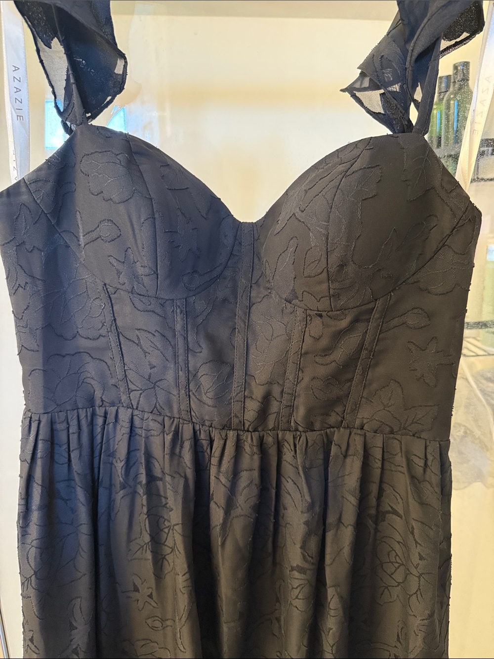 Azazie Black Ruffle-Strap Sweetheart Maxi Gown US 6 - Picture 6 of 6
